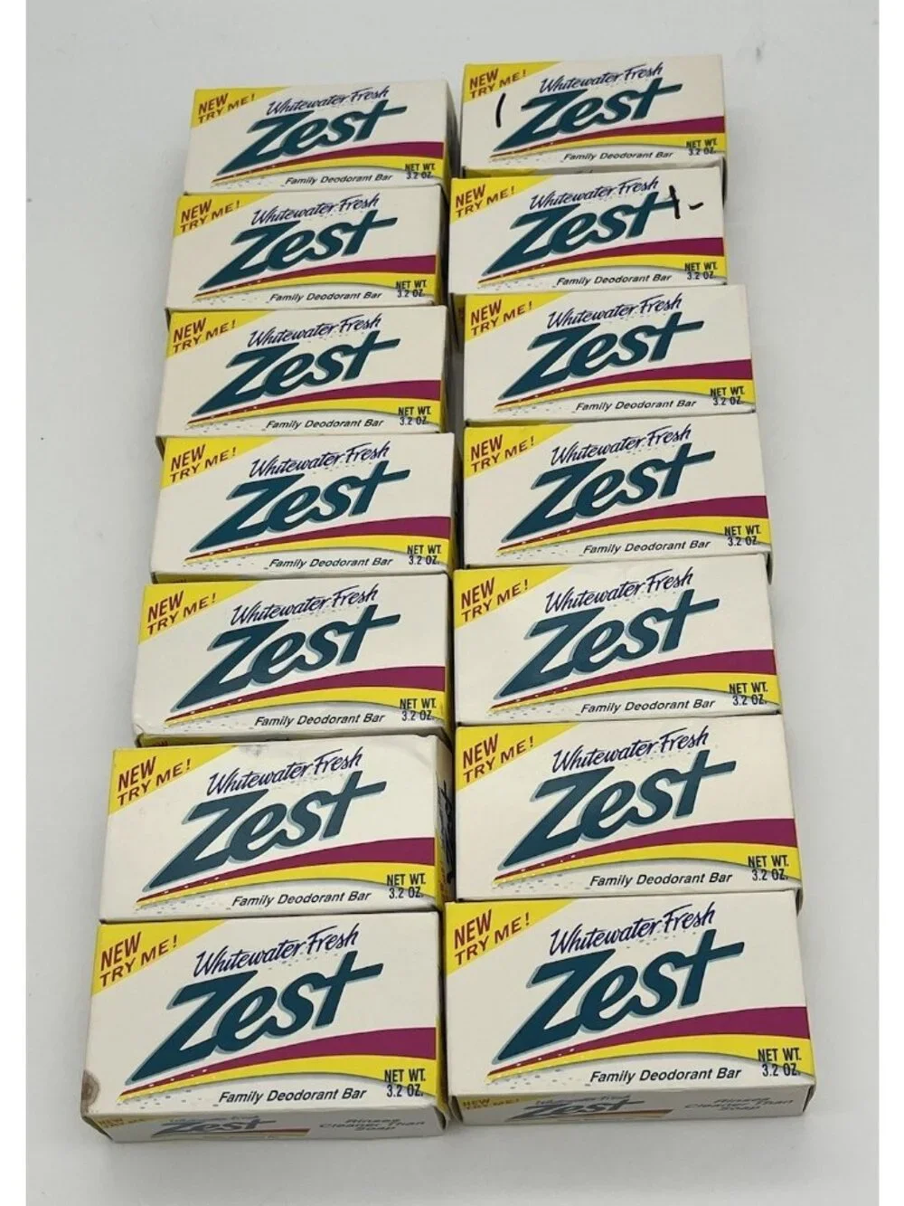 Vintage 1992 Zest Whitewater Fresh Family Deodorant Soap Net Wt 3.2 oz Lot of 14